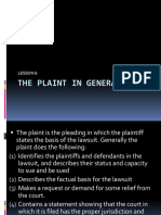 Lecture 9 - The Plaint in General