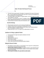 Lecture Handout. The Problem-The Heart of The Research Process