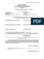 Investigation Data Form