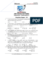 Jee Mains Pattern: Mathematics: PROBABILITY Practice Paper - 01