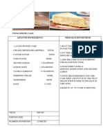 Item:Cheese Cake Qty/Unit/Ingredients
