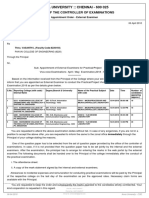 External Examiner Appointment Letter