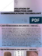 Evolution of Information and Commnunications Technology