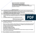 Tables and Integrity Constraints TYPE A: Very Short Answer Questions