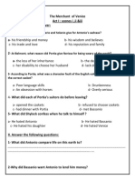 The Merchant of Venice Worksheet 1