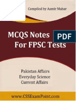 MCQs Notes For FPSC Tests