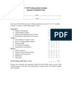 Seminar Speaker Evaluation Form