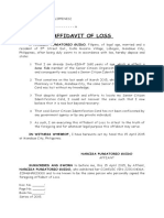 Affidavit of Loss Senior Citizen ID