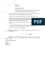 2016JAN22 Affidavit of Lost PRC Physician & LTO Non-Professional Driver's License Template