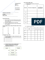 Answer Sheet Grade 9 Second Quarter