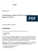 Evidentiary Value of FIR, DELAY IN LODGING