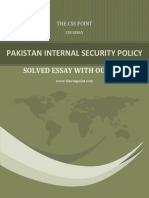 Pakistan Internal Security Policy Solved Essay With Outline