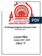 Lesson Plan Class 5 Icse