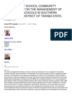 Influence of School-Community Relationship On The Management of Secondary Schools in Southern Senatorial District of Taraba State, Nigeria