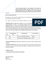 BR Split of Share Certificate