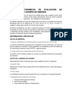 Técnicas Económicas de Evaluación de Proyectos de Ahorro de Energía