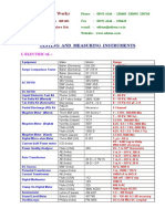 Edison Electrical Works - List of Testing and Measuring Instruments