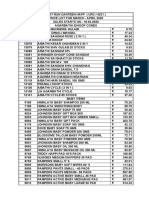 Price List For March - April 2020