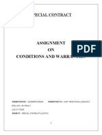 Assignment ON Conditions and Warranties: Special Contract