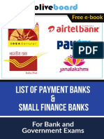 List of Payment Banks & Small Finance Banks: For Bank and Government Exams