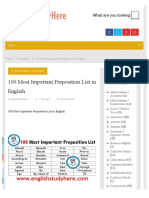 100 Most Important Preposition List in English - English Study Here