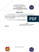 Certification: Laguna Police Provincial Office