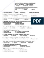 Evaluacion de Ciencias Naturales Cuarto Periodo 3° 2019