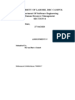 The University of Lahore, DRC Campus. Department OF Software Engineering Human Resource Management Section-S Date, 27/04/2020