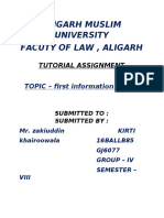 Aligarh Muslim University Facuty of Law, Aligarh: Tutorial Assignment