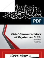 Cheif Characteristics of Dryden As Critic Presentation