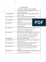 Gazi University 2019/2020 Academic Year Calendar