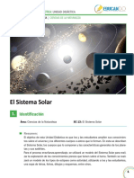 El Sistema Solar. 1. Identificación. Propuesta Didáctica - Unidad Didáctica. Resumen - Cuarto de Primaria Ciencias de La Naturaleza