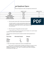 Measurement and Significant Figures: Pre-Lab Study Questions