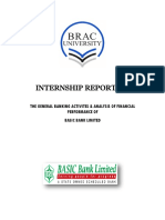 Internship Report On: The General Banking Activites & Analysis of Financial Performance of Basic Bank Limited