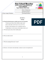 Indian School Bousher: Subject: ENGLISH Type: Revision Work Sheet
