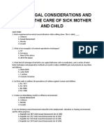 Ethico Legal Considerations and Issues in The Care of Sick Mother and Child Questions