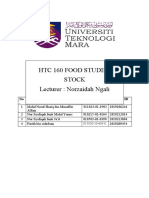 HTC 160 Food Studies Stock Lecturer: Norzaidah Ngali: No - Name I/C Student ID