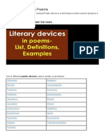 Literaru Devices in Scpecific Forms of Poem