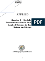 Applied Economics: Quarter 1 - Module 1: Economics As Social Science and Applied Science in Terms of Nature and Scope