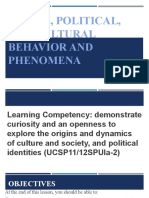Social, Political, and Cultural Behavior and Phenomena