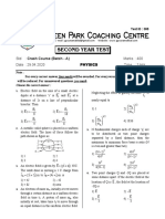 Second Year Test: STD: Crash Course (Batch - A) Marks: 400 Date: 29.04.2020 Physics Time: 3 Hrs