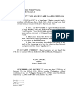 Affidavit of Aggregate Landholdings: Republic of The Philippines) City of Kidapawan) S.S