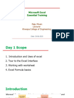 Microsoft Excel Essential Training: Raju Miyan Lecturer Khwopa College of Engineering