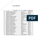 Lista de Check In: Fecha