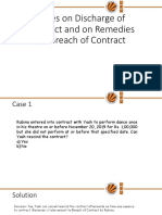 Cases On Discharge of Contract and On Remedies For Breach of Contract