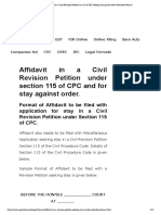 Affidavit in A Civil Revision Petition N - S 115 of CPC Seeking Stay Against Order - Download Format