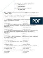 University of Southern Philippines Foundation Mabini Campus Final Examination Practical Research 1 (Qualitative Research) S.Y. 2019-2020