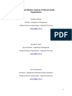 Vision and Mission Analysis of Selected Saudi Organizations: Snataraja@ksu - Edu.sa