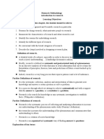 Research Methodology Introduction To Research Learning Objectives After Completing This Chapter, The Student Should Be Able To