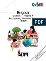 English: Quarter 1 - Module 4: Recognizing The Use of A/An + Noun